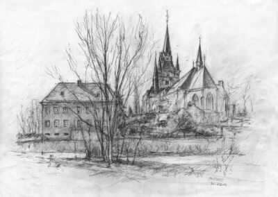 Briesnitzer Kirche Dresden | Bleistift 42 x 53 cm | 2022